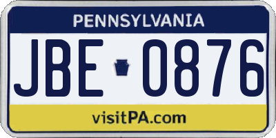 PA license plate JBE0876
