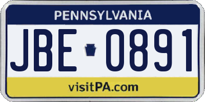 PA license plate JBE0891