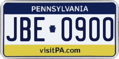 PA license plate JBE0900