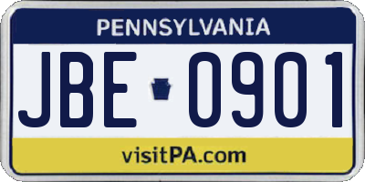 PA license plate JBE0901