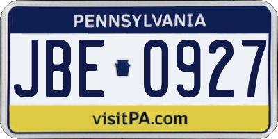 PA license plate JBE0927