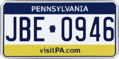 PA license plate JBE0946