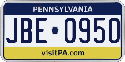 PA license plate JBE0950