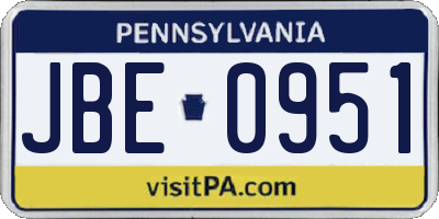 PA license plate JBE0951