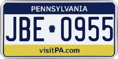 PA license plate JBE0955