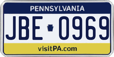 PA license plate JBE0969