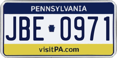 PA license plate JBE0971