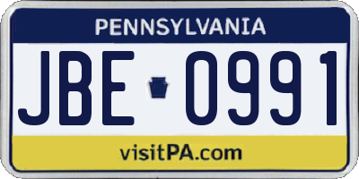 PA license plate JBE0991