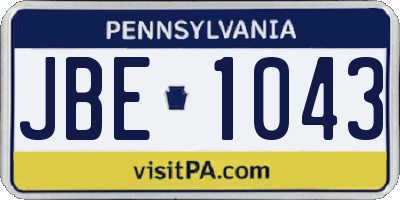 PA license plate JBE1043