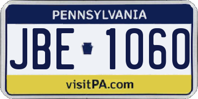 PA license plate JBE1060