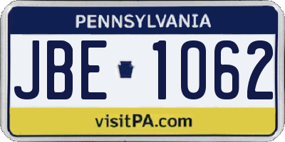 PA license plate JBE1062