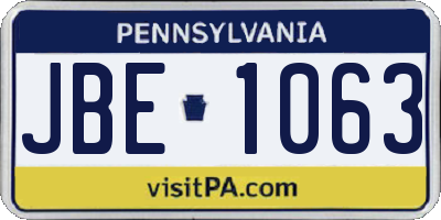PA license plate JBE1063