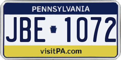 PA license plate JBE1072