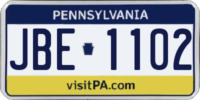 PA license plate JBE1102