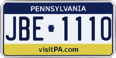 PA license plate JBE1110