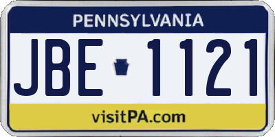 PA license plate JBE1121