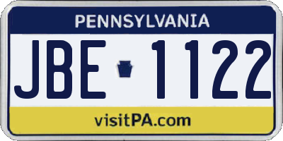 PA license plate JBE1122