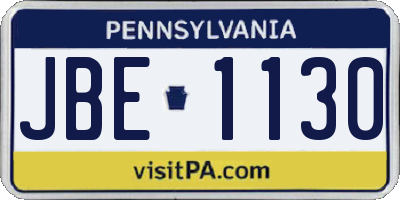 PA license plate JBE1130