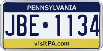 PA license plate JBE1134
