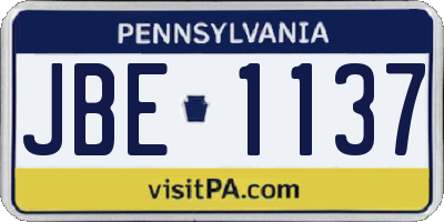 PA license plate JBE1137