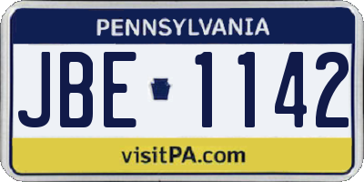 PA license plate JBE1142