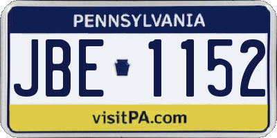 PA license plate JBE1152