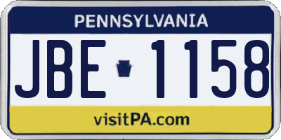 PA license plate JBE1158