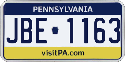 PA license plate JBE1163
