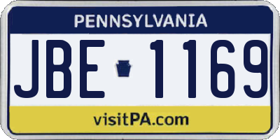 PA license plate JBE1169