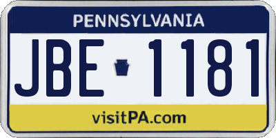 PA license plate JBE1181
