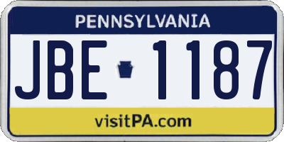 PA license plate JBE1187