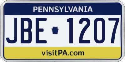 PA license plate JBE1207