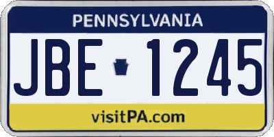 PA license plate JBE1245