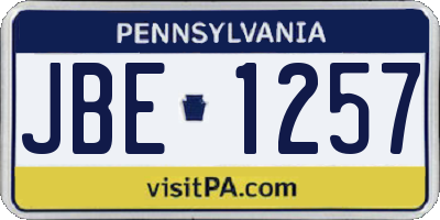 PA license plate JBE1257