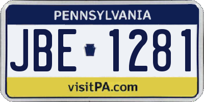 PA license plate JBE1281