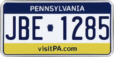 PA license plate JBE1285