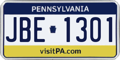 PA license plate JBE1301