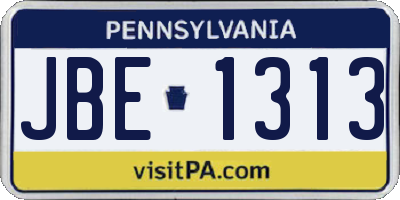 PA license plate JBE1313