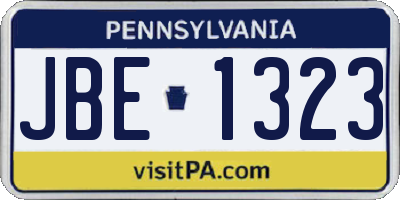 PA license plate JBE1323