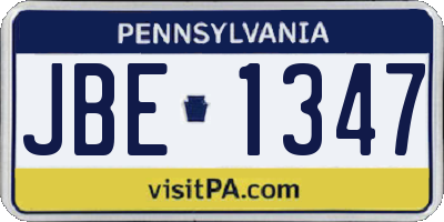 PA license plate JBE1347