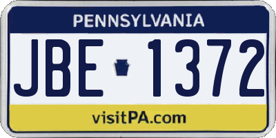 PA license plate JBE1372