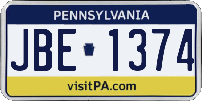 PA license plate JBE1374