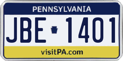 PA license plate JBE1401