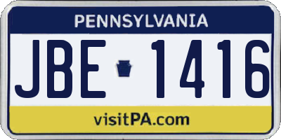 PA license plate JBE1416