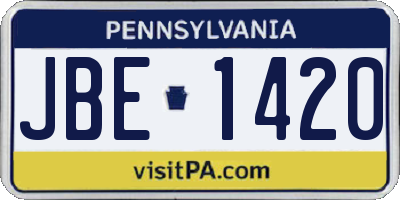 PA license plate JBE1420