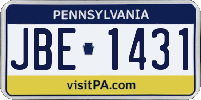 PA license plate JBE1431