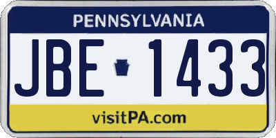 PA license plate JBE1433