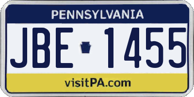 PA license plate JBE1455