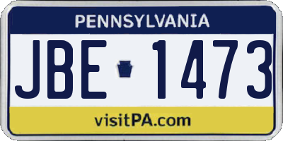 PA license plate JBE1473