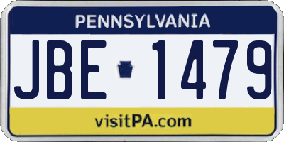 PA license plate JBE1479